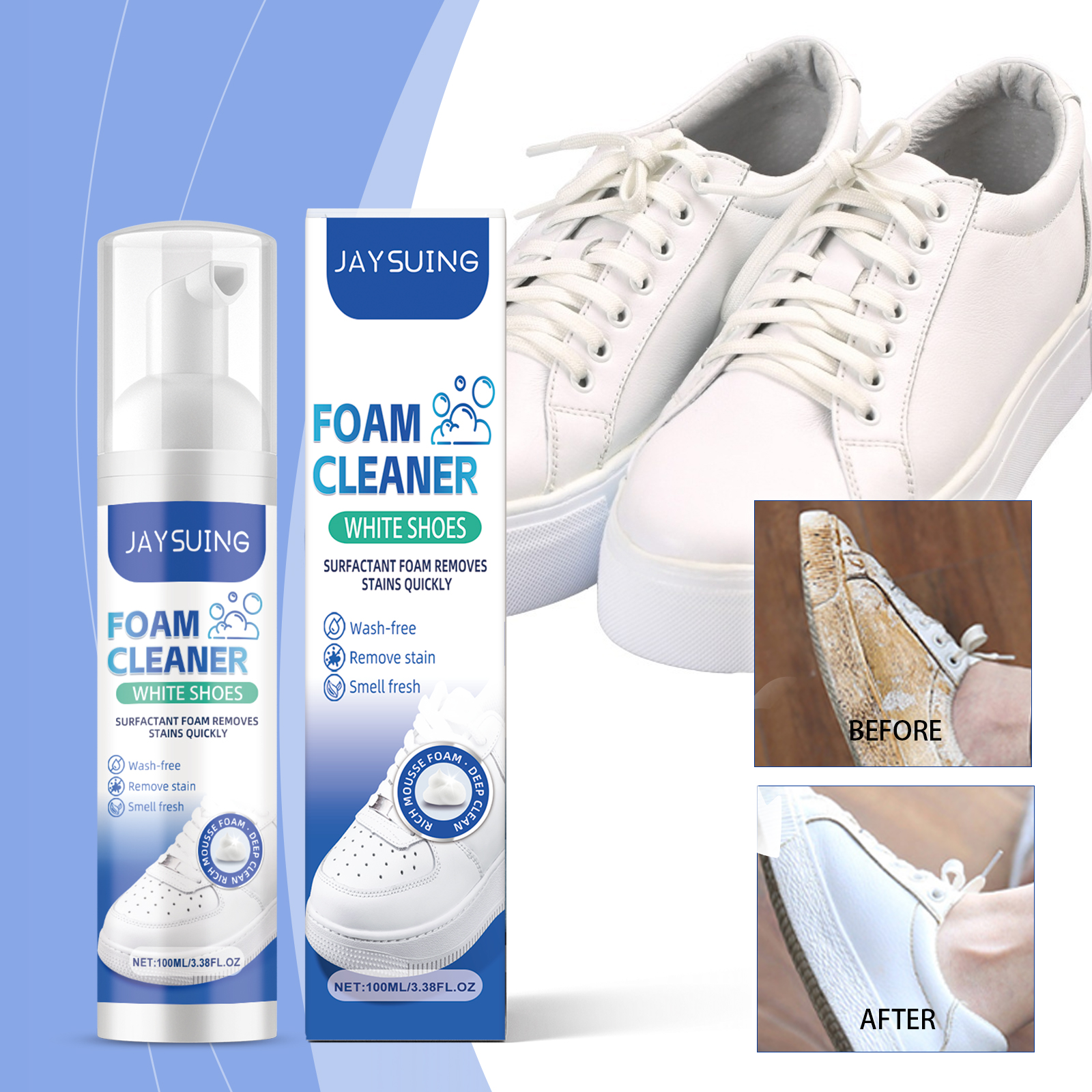 Sneaker Care Whitener - White Shoes Foam Cleaner No Rinse